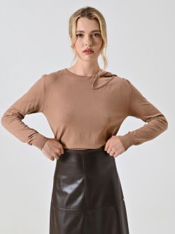 Maglia con Dettaglio Cut Out Cammello in_i7