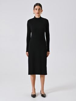 Strickkleid mit Flessage in Schwarz det_1