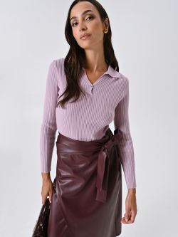 Mauve Pink Knitted Polo Shirt sp_e1