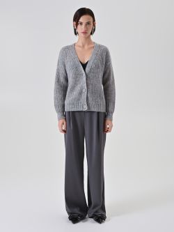 Cardigan in maglia lurex grigio chiaro det_1