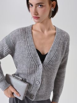 Cardigan in maglia lurex grigio chiaro sp_e1