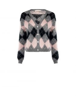 Fluffy Jacquard Diamond Cardigan det_4