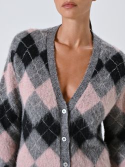 Cárdigan en jacquard suave con patrón de rombos in_i5