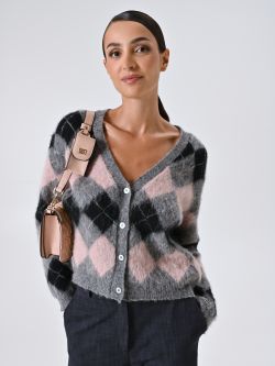 Cárdigan en jacquard suave con patrón de rombos sp_e1