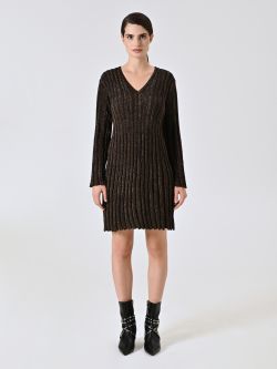 Vestido de punto fino con hilo de lúrex dorado det_1