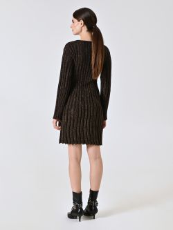 Vestido de punto fino con hilo de lúrex dorado det_3