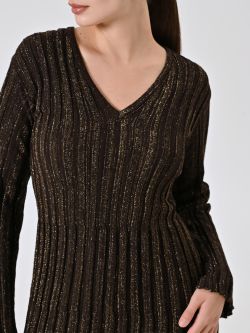Vestido de punto fino con hilo de lúrex dorado in_i5