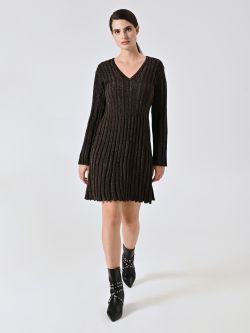 Vestido de punto fino con hilo de lúrex dorado in_i7
