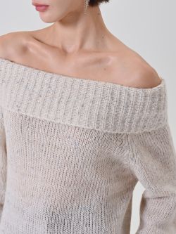 Maglia Bianca misto Lana Viscosa con punti luce in_i5