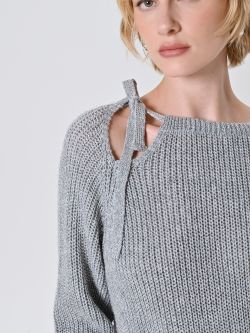 Lurex-Pullover mit Schleife in_i5