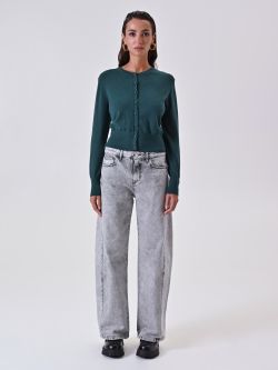 Cardigan Grigio Melange in Maglia det_1