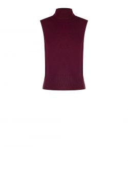 Jersey de cuello alto en mezcla de viscosa burdeos det_4