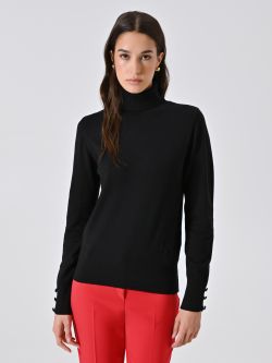 Rollkragenpullover aus schwarzem Strickstoff in_i7