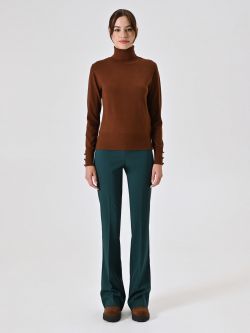 Rollkragenpullover aus braunem Strickstoff det_1