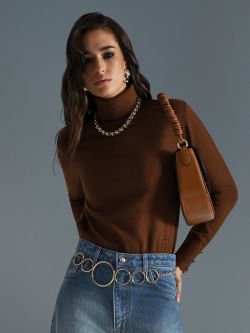 Rollkragenpullover aus braunem Strickstoff sp_e1