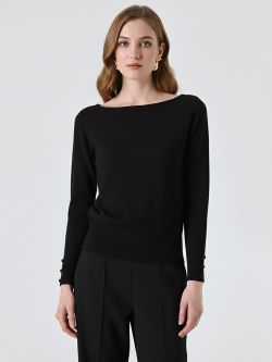 Maglia Nera con Scollo a Barchetta det_2