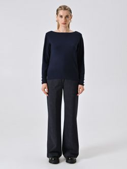 Maglia Blu con Scollo a Barchetta det_1
