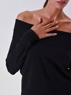 Maglia Nera con Collo Ribaltato in_i5