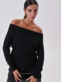 Maglia Nera con Collo Ribaltato sp_e1