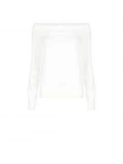 Pullover in Weiß mit geripptem Halsausschnitt det_4