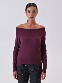 Pull col roulé bordeaux det_2