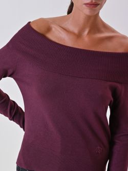 Pull col roulé bordeaux in_i5