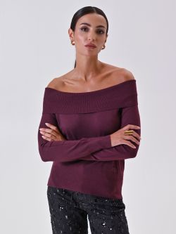 Pull col roulé bordeaux in_i7