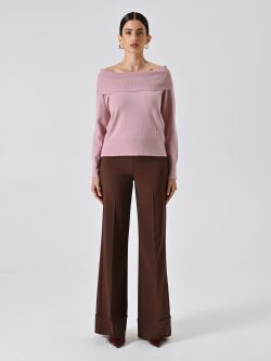 Mauve Pink Roll Neck Sweater det_1