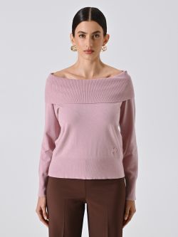 Mauve Pink Roll Neck Sweater det_2