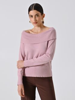 Mauve Pink Roll Neck Sweater in_i7