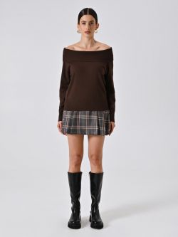 Maglia Marrone Cioccolato con Collo Ribaltato det_1