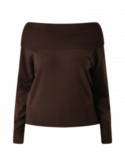 Maglia Marrone Cioccolato con Collo Ribaltato det_4