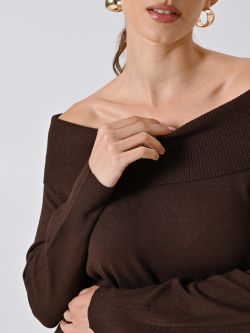 Maglia Marrone Cioccolato con Collo Ribaltato in_i5