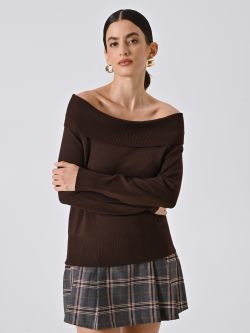 Maglia Marrone Cioccolato con Collo Ribaltato in_i7