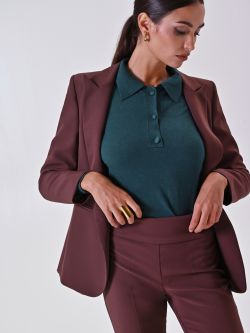 Polo vert en maille avec boutons recouverts de tissu sp_e1