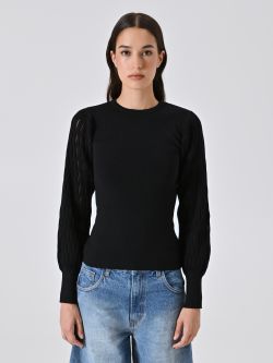 Schwarzer Pullover mit Rundhalsausschnitt det_2