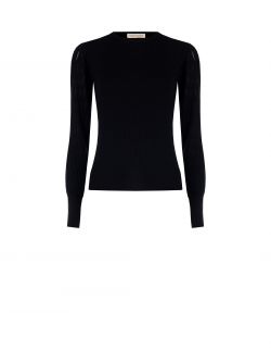 Schwarzer Pullover mit Rundhalsausschnitt det_4