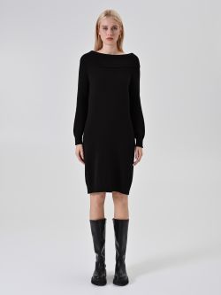 Robe cocon noire en maille det_1