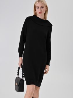 Robe cocon noire en maille sp_e1