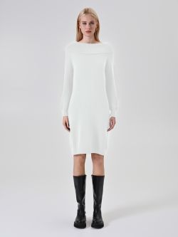 Robe pull cocon crème det_1
