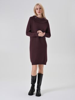 Robe en maille bordeaux à col roulé in_i7