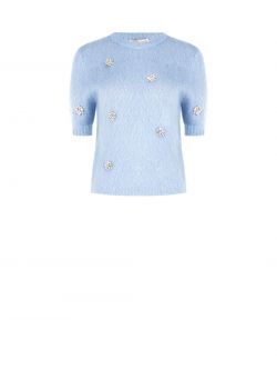 Light Blue Fluffy Sweater with Stones det_4