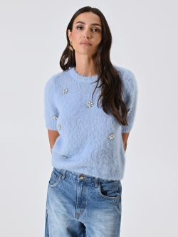 Maglioncino Fluffy Azzurro con Pietre in_i7