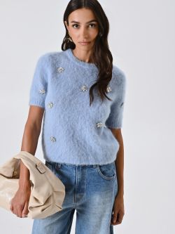 Maglioncino Fluffy Azzurro con Pietre sp_e1