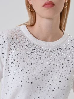 Jersey color crema con lentejuelas en degradado in_i5
