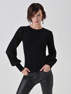 Maglia nera con maniche traforate in_i7