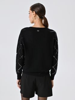 Black Sweater with Sequin Diamonds det_3