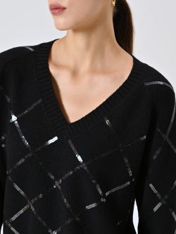 Black Sweater with Sequin Diamonds in_i5