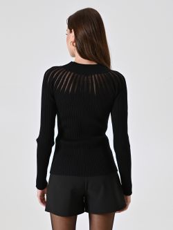 Black Turtleneck with Tulle Inserts det_3