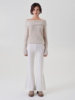 Cream Knit Trousers det_1